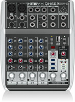BEHRINGER XENYX QX602MP3 микшерный пульт, 6 входов, 2 шины, предусилители XENYX, процессор эффектов, MP3 проигрыватель