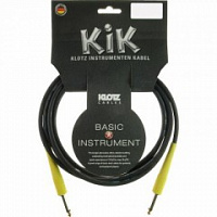 KLOTZ KIKC3.0PP5 готовый инструментальный кабель, чёрн., прямые разъёмы KLOTZ Mono Jack (жёлтого цвета), дл. 3м