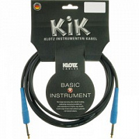 KLOTZ KIKC3.0PP2 готовый инструментальный кабель, чёрн., прямые разъёмы KLOTZ Mono Jack (голубого цвета), дл. 3м