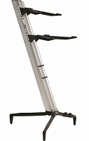 QUIK LOK SL913SL двухуровневая наклонная стойка для клавишных ш. 40 см, в. 119 см, нагрузка до 108 кг, серебристый. С чехлом.