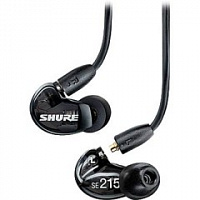SHURE SE215-K+UNI-EFS Наушники внутриканальные (наушники вставные) с одним драйвером, черные. Гарнитурный кабель TRRS 3.5 мм.