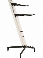 QUIK LOK SL913WH двухуровневая наклонная стойка для клавишных ш. 40 см, в. 119 см, нагрузка до 108 кг, белый. С чехлом.