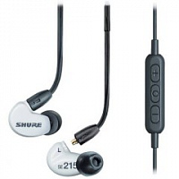 SHURE SE215SPE-W+UNI-EFS Наушники внутриканальные с одним драйвером, цвет белый. Гарнитурный кабель TRRS 3.5 мм.