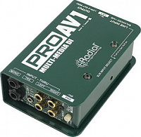 Radial PRO-AV1  мультимедиа дибокс, входы/thru 1/8" ,1/4" TRS, 2x RCA, 1x XLR, выход 1x XLR