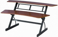 QUIK LOK Z630CY 2-х уровневый рабочий стол с деревянным покрытием и 2 рэковыми крепежами по 4 прибора, цвет вишневый