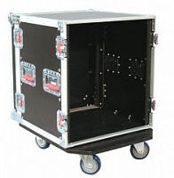 GATOR G-TOUR 12U CAST - рэковый флайт-кейс, 12 U, на колесах,дерево,черный, вес 30,97кг