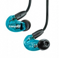 SHURE SE215SPE-B+UNI-EFS Наушники внутриканальные (наушники вставные) с одним драйвером, прозрачный голубой. Кабель TRRS 3.5 мм.