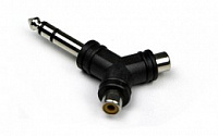 Invotone AD220 - переходник 2 RCA мама <>6.35мм стерео джек папа, корпус пластик