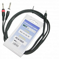 Invotone ACA1002 - аудио кабель, 3,5  джек стерео <-> 2 x 6,3 джек моно  длина 2 м