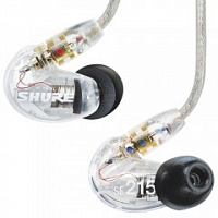 SHURE SE215-CL-EFS наушники внутриканальные (наушники вставные) с одним динамическим драйвером, Clear прозрачные.