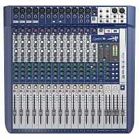 Soundcraft Signature 16 аналоговый 16-канальный микшер, 12 XLR - Ghost предусилители, 100мм фейдеры, 4-полосный Sapphyre эквалайзер, 4 dbx лимитеры
