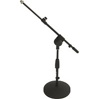 QUIK LOK A495BK низкая микрофонная стойка-журавль на круглом основании, высота 38-58 см., длина журавля 53-91 см., цвет черный