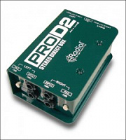 Radial ProD2  двухканальный дибокс, вход 2x 1/4"TRS, сквозной 2x 1/4" TRS, выход 2 x XLR